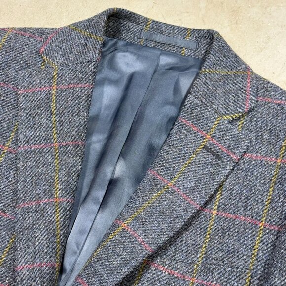Don Lopo Tweed Blazer Wool Sport Coat Windowpane Blue 38R - Picture 6 of 10
